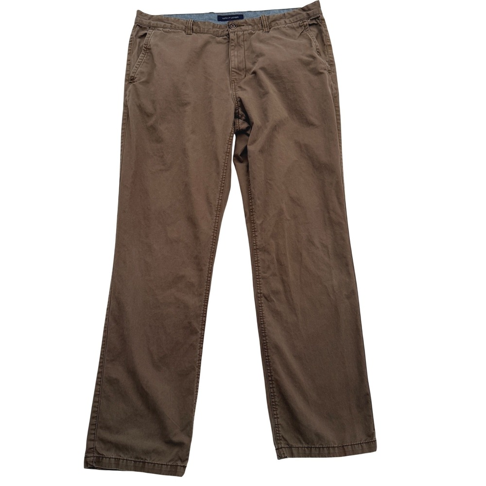 Tommy Hilfiger Chino Pants Mens 36x32 Brown Straight Leg Cotton Twill Casual